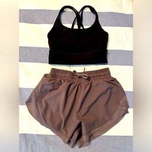 Lululemon black sports bra and Fabletics short set sz 4 and sz s